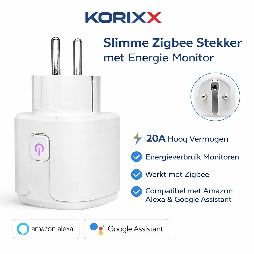 Slimme Zigbee Smart Plug 20A met Energie Monitoring